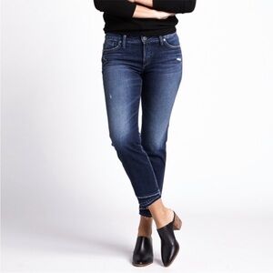 NWT Silver Jeans Suki Curvy Mid Rise Indigo Frayed Hem Skinny Jeans Size 31